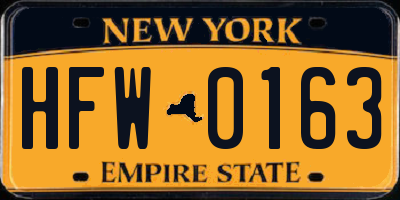 NY license plate HFW0163