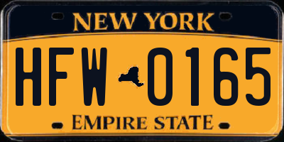 NY license plate HFW0165