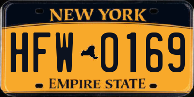 NY license plate HFW0169