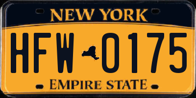 NY license plate HFW0175