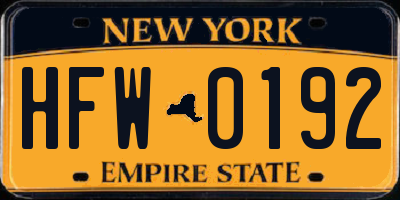 NY license plate HFW0192