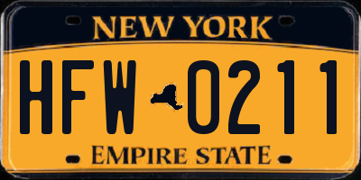 NY license plate HFW0211