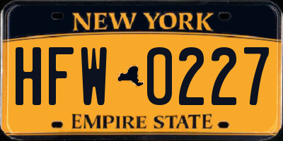 NY license plate HFW0227