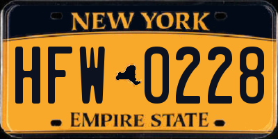 NY license plate HFW0228
