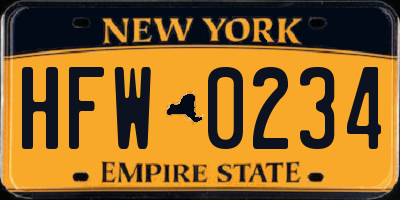 NY license plate HFW0234