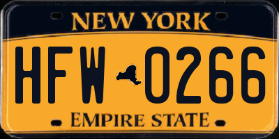 NY license plate HFW0266