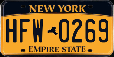 NY license plate HFW0269