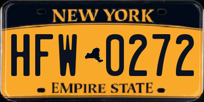NY license plate HFW0272