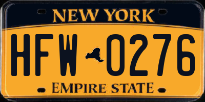 NY license plate HFW0276