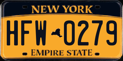 NY license plate HFW0279