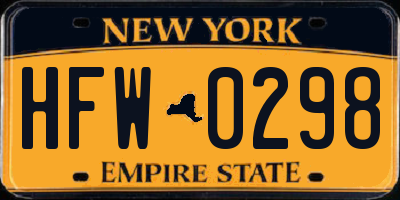 NY license plate HFW0298
