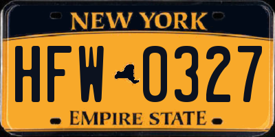 NY license plate HFW0327