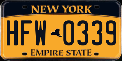 NY license plate HFW0339