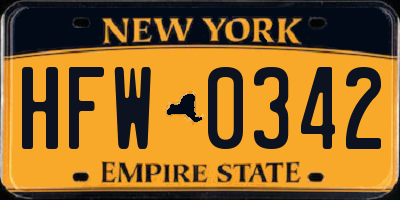 NY license plate HFW0342