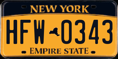 NY license plate HFW0343