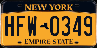 NY license plate HFW0349