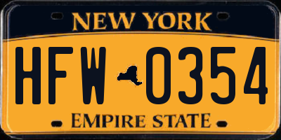 NY license plate HFW0354