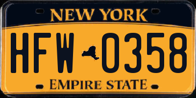 NY license plate HFW0358