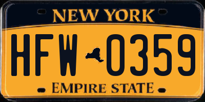 NY license plate HFW0359