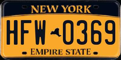 NY license plate HFW0369
