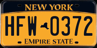 NY license plate HFW0372