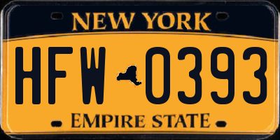 NY license plate HFW0393