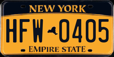 NY license plate HFW0405