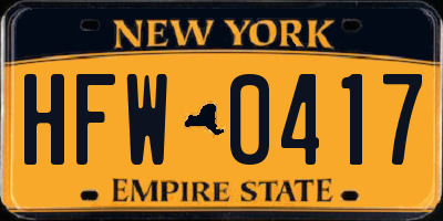 NY license plate HFW0417