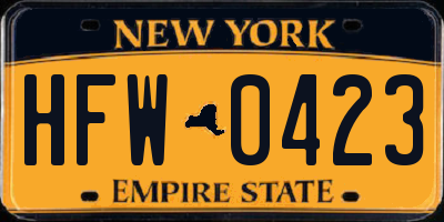 NY license plate HFW0423