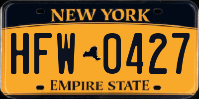 NY license plate HFW0427