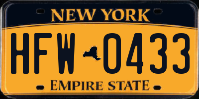NY license plate HFW0433