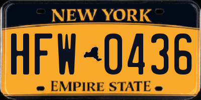NY license plate HFW0436
