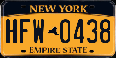 NY license plate HFW0438