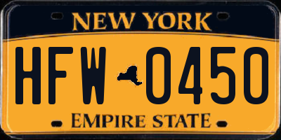 NY license plate HFW0450