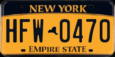 NY license plate HFW0470