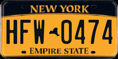 NY license plate HFW0474