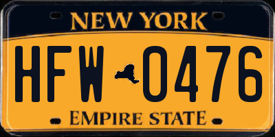 NY license plate HFW0476