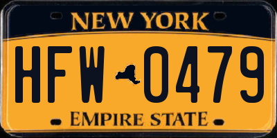 NY license plate HFW0479
