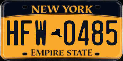 NY license plate HFW0485