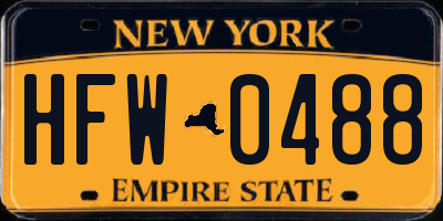 NY license plate HFW0488