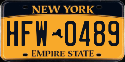 NY license plate HFW0489