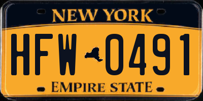 NY license plate HFW0491