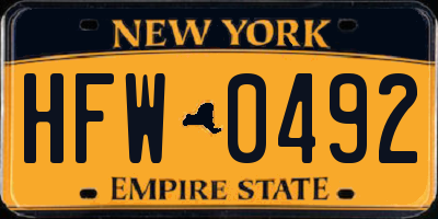 NY license plate HFW0492