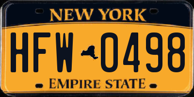 NY license plate HFW0498