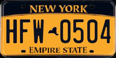 NY license plate HFW0504