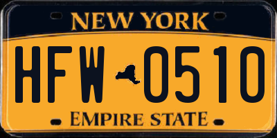 NY license plate HFW0510