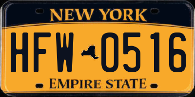 NY license plate HFW0516