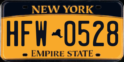 NY license plate HFW0528