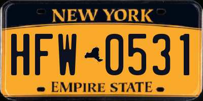 NY license plate HFW0531