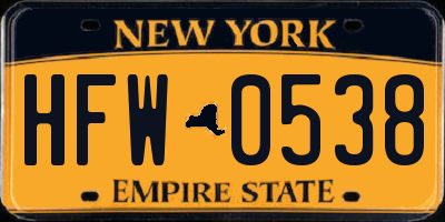 NY license plate HFW0538